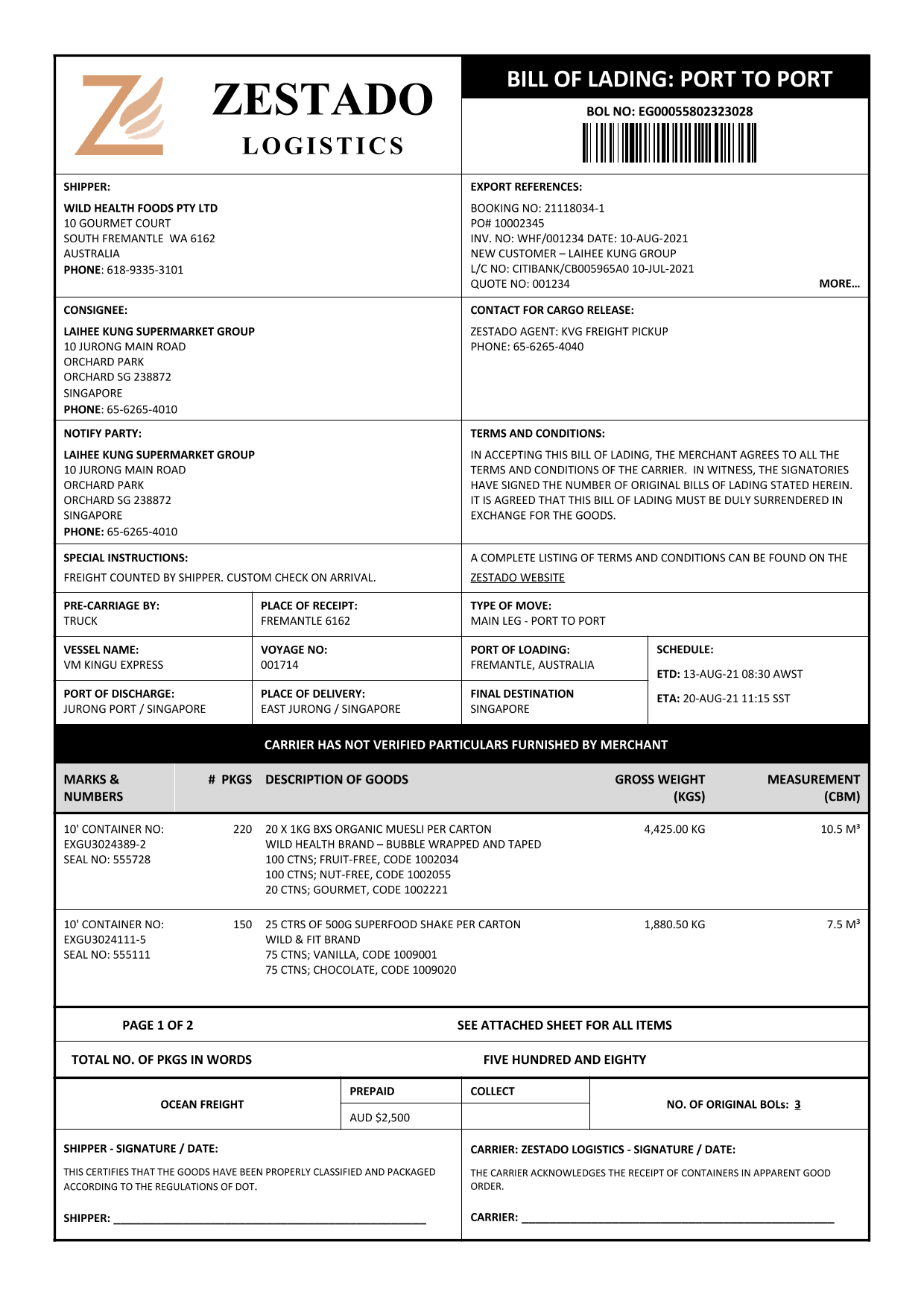 Bill Of Lading