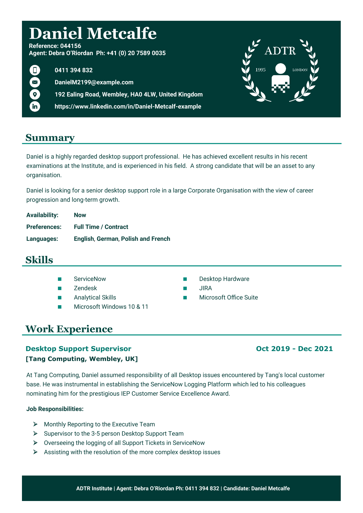 Candidate Resume